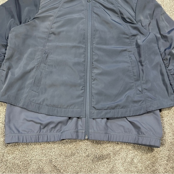 Athleta Wayfarer Bomber Jacket Full Zip Longsleeve Travel in Coastline Blue M - Picture 5 of 13
